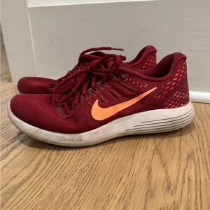 Nike Red and Orange Lunarlon Sneakers with Breathable Mesh